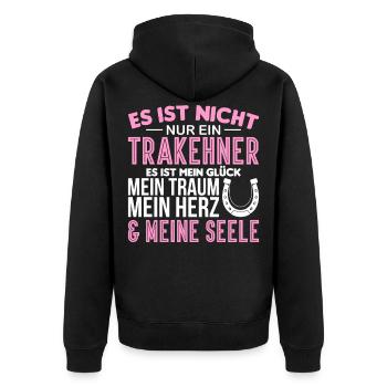 Trakehner Pferdebesitzer Pferde Reiter Geschenk - Unisex Premium Bio Zip Hoodie - Schwarz - Hinten - Nico (187cm)