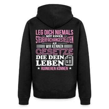 Steuerfachangestellte Steuerberaterin Geschenk - Unisex Premium Bio Zip Hoodie - Schwarz - Hinten - Nico (187cm)
