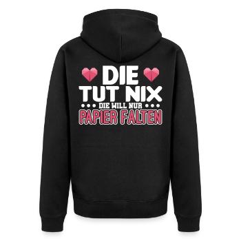 Origami - Unisex Premium Bio Zip Hoodie - Schwarz - Hinten - Nico (187cm)