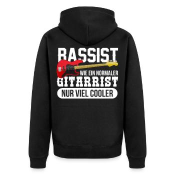 Bassist E-Bass Musiker Gitarrist Geschenk - Unisex Premium Bio Zip Hoodie - Schwarz - Hinten - Nico (187cm)