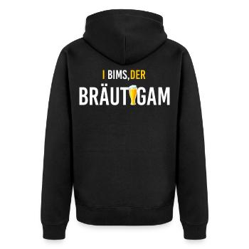I bim, der Bräutigam Junggesellenabschied - Unisex Premium Bio Zip Hoodie - Schwarz - Hinten - Nico (187cm)