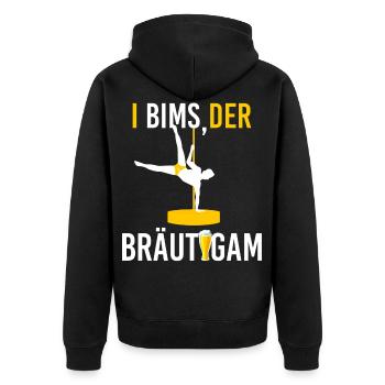 Junggesellenabschied Bräutigam Trauzeuge - Unisex Premium Bio Zip Hoodie - Schwarz - Hinten - Nico (187cm)