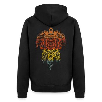 Tatouage maori Samoan Haka symbole aztèque - Veste à capuche bio Premium Unisexe - noir - Dos - Nico (187cm)