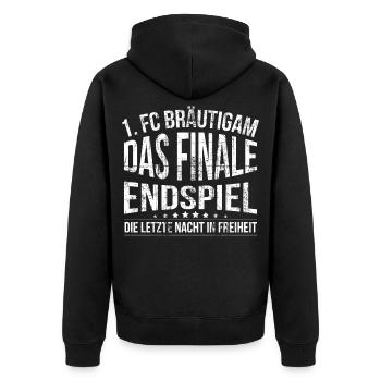 Junggesellenabschied Party Heirat Bräutigam Bier - Unisex Premium Bio Zip Hoodie - Schwarz - Hinten - Nico (187cm)