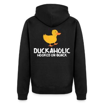 Canards d'élevage de canards en caoutchouc - Veste à capuche bio Premium Unisexe - noir - Dos - Nico (187cm)