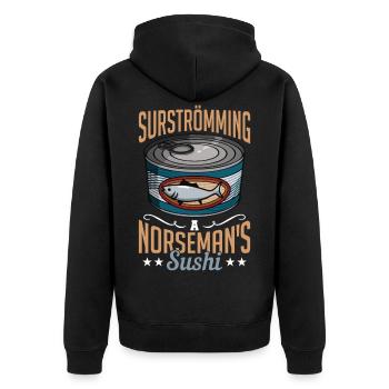 Surströmming Suède Sushi Surströmming - Veste à capuche bio Premium Unisexe - noir - Dos - Nico (187cm)