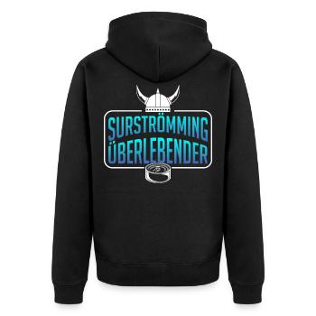 Surströmming Schweden Sushi Surströmming - Unisex Premium Bio Zip Hoodie - Schwarz - Hinten - Nico (187cm)
