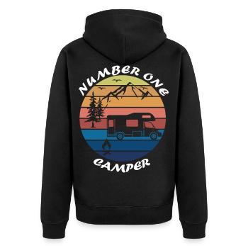 Camping Hobby Camping Motorhome Caravan Gift - Unisex Premium Organic Zip Hoodie - black - Back - Nico (187cm)
