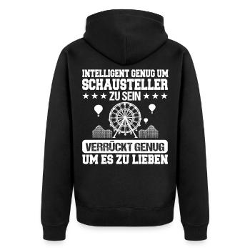 Schausteller - Unisex Premium Bio Zip Hoodie - Schwarz - Hinten - Nico (187cm)