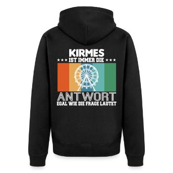 Schausteller - Unisex Premium Bio Zip Hoodie - Schwarz - Hinten - Nico (187cm)