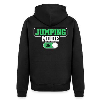 Trampolin - Unisex Premium Bio Zip Hoodie - Schwarz - Hinten - Nico (187cm)