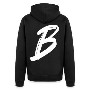 B - Unisex Premium Organic Zip Hoodie - black - Back - Nico (187cm)