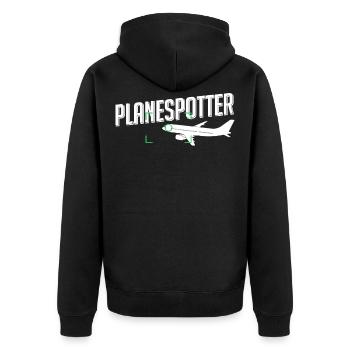 Planespotter - Unisex Premium Bio Zip Hoodie - Schwarz - Hinten - Nico (187cm)