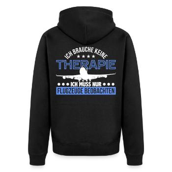 Planespotter - Unisex Premium Bio Zip Hoodie - Schwarz - Hinten - Nico (187cm)