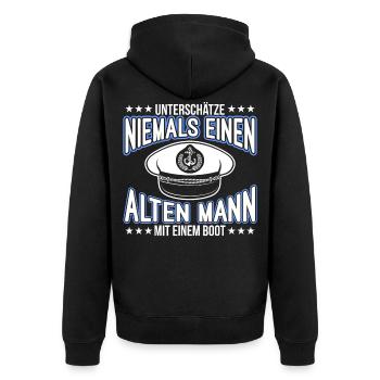 Boot - Unisex Premium Bio Zip Hoodie - Schwarz - Hinten - Nico (187cm)