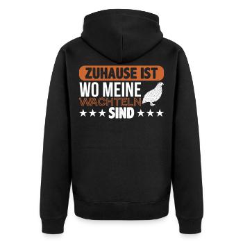 Wachtel - Unisex Premium Bio Zip Hoodie - Schwarz - Hinten - Nico (187cm)