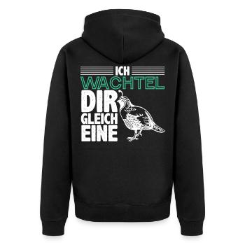 Wachtel - Unisex Premium Bio Zip Hoodie - Schwarz - Hinten - Nico (187cm)