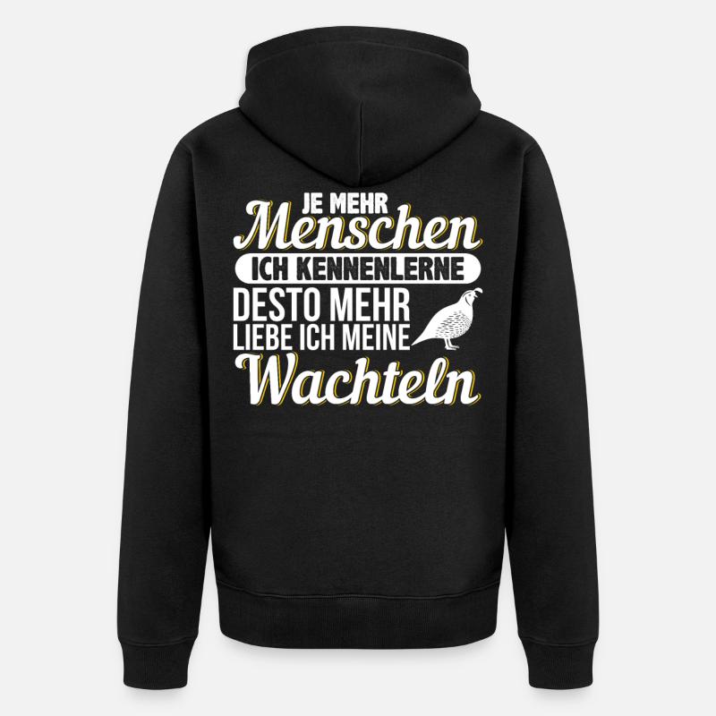 Wachtel - Unisex Premium Bio Zip Hoodie - Schwarz