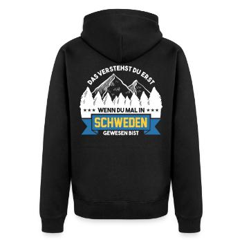 Schweden - Unisex Premium Bio Zip Hoodie - Schwarz - Hinten - Nico (187cm)