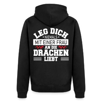 Chinesischer Drache - Unisex Premium Bio Zip Hoodie - Schwarz - Hinten - Nico (187cm)