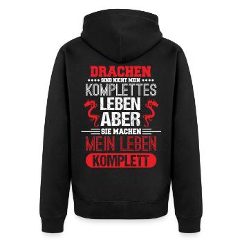 Chinesischer Drache Drachen Fantasy Horoskop - Unisex Premium Bio Zip Hoodie - Schwarz - Hinten - Nico (187cm)