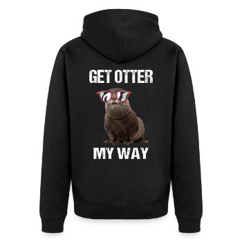 Otter Fischotter Seeotter Geschenkidee Tiere - Unisex Premium Bio Zip Hoodie - Schwarz - Hinten - Nico (187cm)