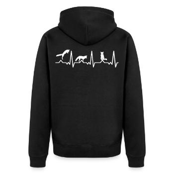 Fuchs Herzschlag Waldtiere Umweltschutz Natur - Unisex Premium Bio Zip Hoodie - Schwarz - Hinten - Nico (187cm)