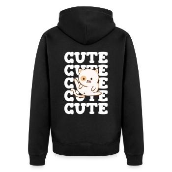 Nettes Katzengeschenk beim Reinigen der Katzenwäsche - Unisex Premium Bio Zip Hoodie - Schwarz - Hinten - Nico (187cm)
