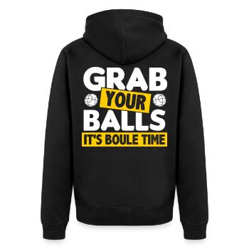 Boule Petanque Boccia Boules - Unisex Premium Organic Zip Hoodie - black - Back - Nico (187cm)