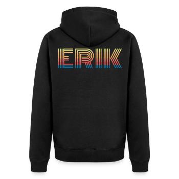 Erik - Unisex Premium Bio Zip Hoodie - Schwarz - Hinten - Nico (187cm)