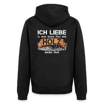 Holz Baum Bäume Forstwirt Geschenk Wald Kettensäge - Unisex Premium Bio Zip Hoodie - Schwarz - Hinten - Nico (187cm)
