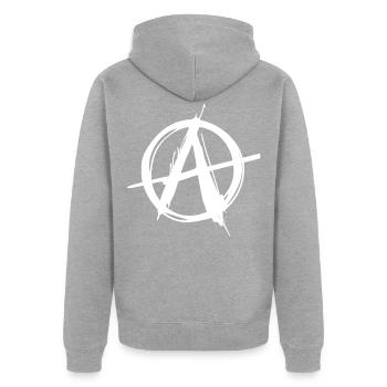 symbole ancap - Veste à capuche bio Premium Unisexe - gris chiné - Dos - Nico (187cm)