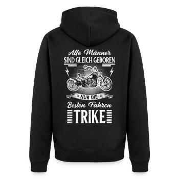 Trike Motorrad Triker Spruch Vatertag Geschenk - Unisex Premium Bio Zip Hoodie - Schwarz - Hinten - Nico (187cm)