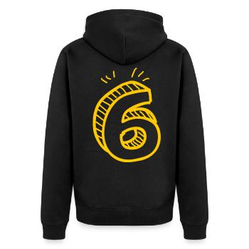 6 number 6 - Unisex Premium Organic Zip Hoodie - black - Back - Nico (187cm)