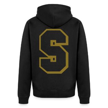 S - lettre - Veste à capuche bio Premium Unisexe - noir - Dos - Nico (187cm)