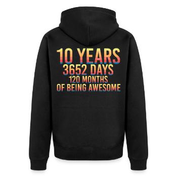 10 Jahre 10. Geburtstag Geschenk - Unisex Premium Bio Zip Hoodie - Schwarz - Hinten - Nico (187cm)
