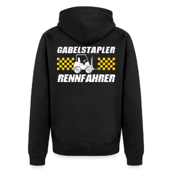 Lagerlogistik Gabelstapler Hubwagen Stapler - Unisex Premium Bio Zip Hoodie - Schwarz - Hinten - Nico (187cm)