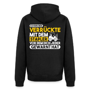Stapler Gabelstapler Lagerlogistik Hubwagen - Unisex Premium Bio Zip Hoodie - Schwarz - Hinten - Nico (187cm)