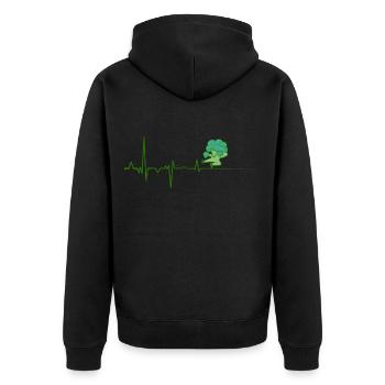 Broccoli Heartbeat Gift Vegan Vegetarian - Unisex Premium Organic Zip Hoodie - black - Back - Nico (187cm)