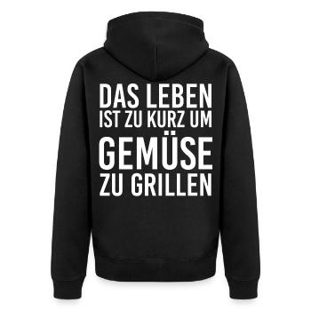 Grillen Gemüse - Unisex Premium Bio Zip Hoodie - Schwarz - Hinten - Nico (187cm)