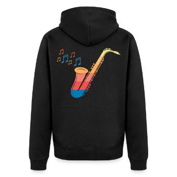 Saxophon - Unisex Premium Bio Zip Hoodie - Schwarz - Hinten - Nico (187cm)