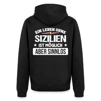 Italy Sicilia Palermo Sicilian - Unisex Premium Bio Zip Hoodie - Schwarz - Hinten - Nico (187cm)