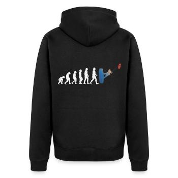 Kitesurfen Geschenkidee Kiteboarden Evolution - Unisex Premium Bio Zip Hoodie - Schwarz - Hinten - Nico (187cm)