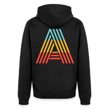 A - Unisex Premium Bio Zip Hoodie - Schwarz - Hinten - Nico (187cm)