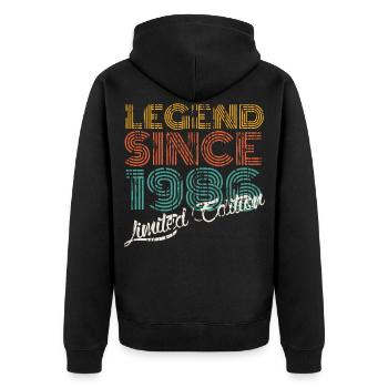 Vintage 1986 - Unisex Premium Bio Zip Hoodie - Schwarz - Hinten - Nico (187cm)