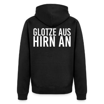 Glotze aus Hirn an Freiheit - Unisex Premium Bio Zip Hoodie - Schwarz - Hinten - Nico (187cm)