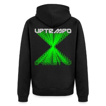 200 BPM Festival Techno Rave Geschenk - Unisex Premium Bio Zip Hoodie - Schwarz - Hinten - Nico (187cm)