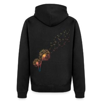 Löwenzahn, Knäuelgras, Pusteblume - Unisex Premium Bio Zip Hoodie - Schwarz - Hinten - Nico (187cm)