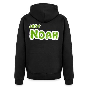 Noah name - Unisex Premium Organic Zip Hoodie - black - Back - Nico (187cm)