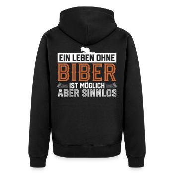 Baumstamm Nagetier Biber Castoridae Geschenk - Unisex Premium Bio Zip Hoodie - Schwarz - Hinten - Nico (187cm)